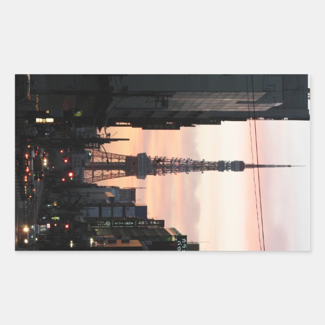 Tokyo Tower Sunrise 東京タワー日の出 Rectangular Sticker (Front)