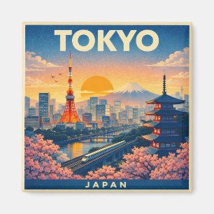 Tokyo Vintage Travel Poster Magnet