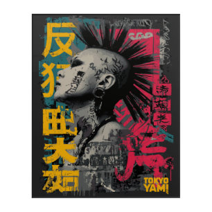 Tokyo Yami – Punk Girl with Japanese Typography Acrylic Print