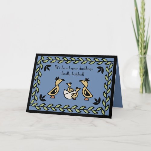 Tole Twin Duckling Baby Boys Congratulations Card