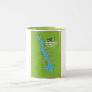 Toledo Bend reservoir Texas & Louisiana Map Two-Tone Coffee Mug
