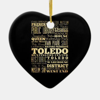 Toledo City of Ohio State Typography Art Ceramic Ornament