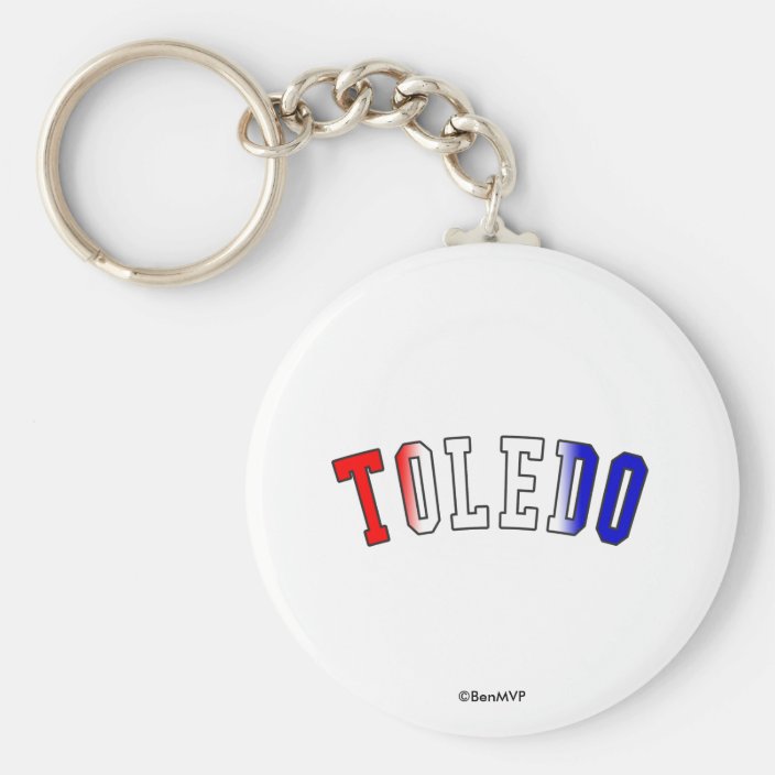 Toledo in Ohio State Flag Colors Keychain