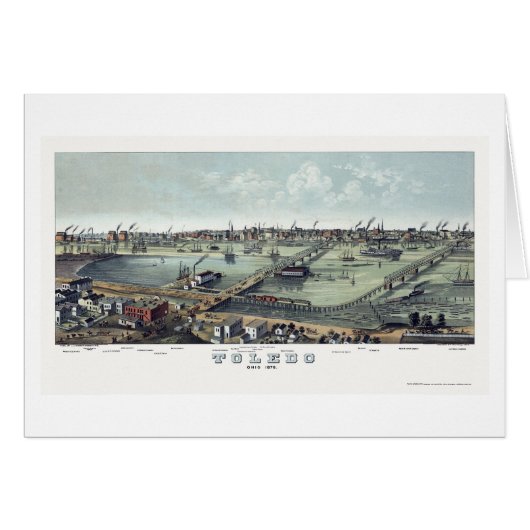 Toledo, OH Panoramic Map - 1876 Cards (Front Horizontal)