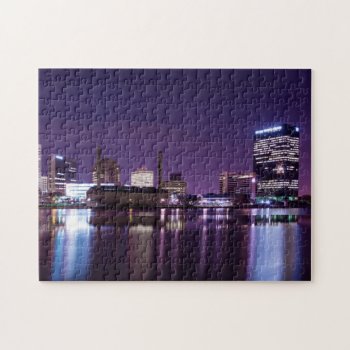 Toledo Ohio City Skyline At Night Jigsaw Puzzle by Lasting__Impressions at Zazzle