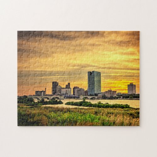 Toledo Ohio City Skyline at Sunset Jigsaw Puzzle
