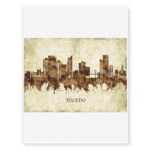 Toledo Ohio Cityscape Temporary Tattoos