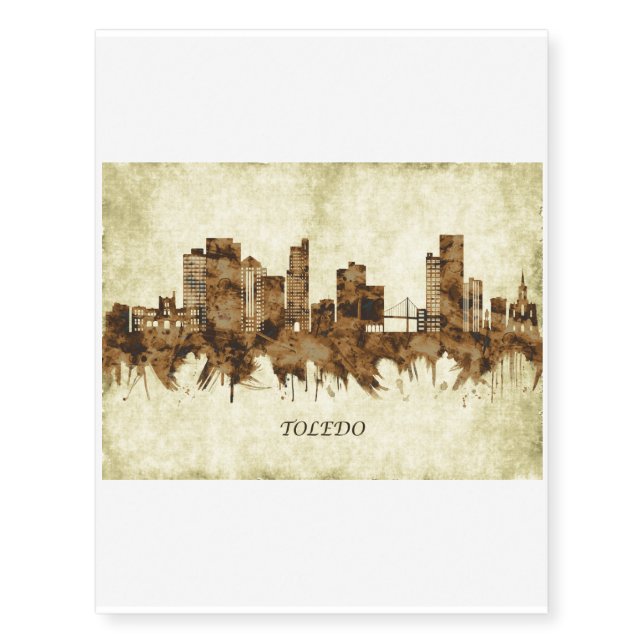 Toledo Ohio Cityscape Temporary Tattoos (Front)