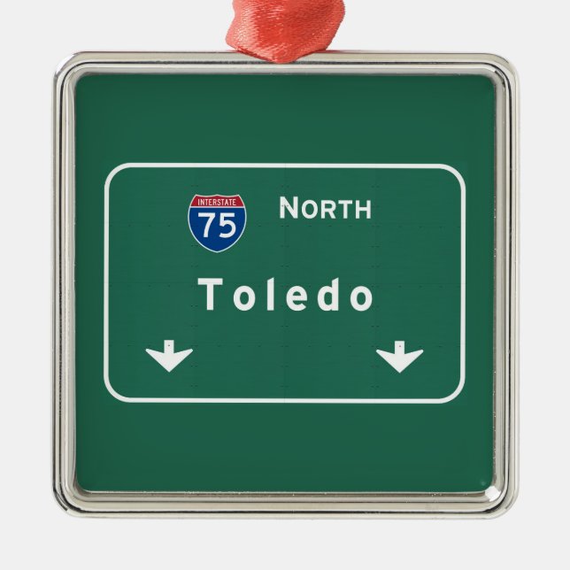 Toledo Ohio oh Interstate Highway Freeway : Metal Ornament (Front)