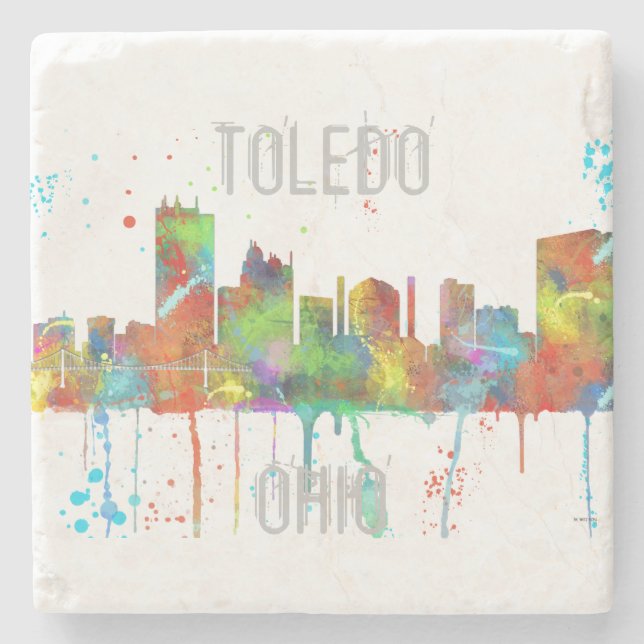 TOLEDO OHIO SKYLINE STONE COASTER (Front)