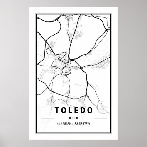 Toledo Ohio USA City Travel City Map Poster