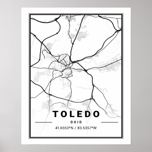 Toledo Ohio USA Travel City Map Poster