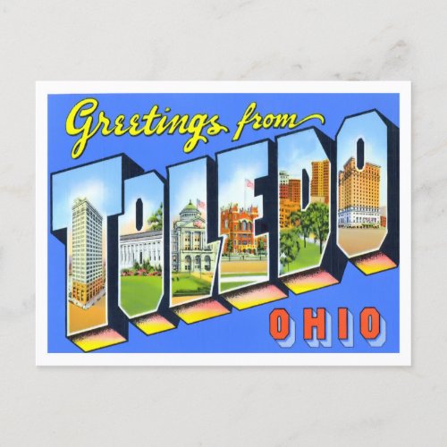 Toledo Ohio Vintage Big Letters Postcard