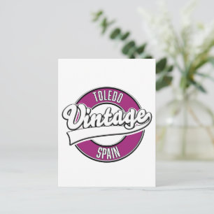 Toledo spain retro style logo postcard