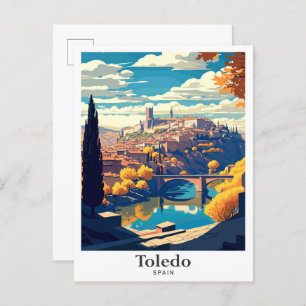 Toledo Spain Travel Vintage Illustration Postcard