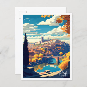 Toledo Spain vintage travel illustration Postcard