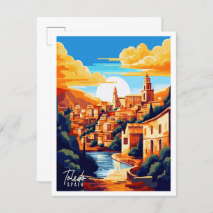 Toledo Spain vintage travel illustration Postcard