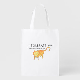 Tolerant Apathetic Orange Cat Grocery Bag