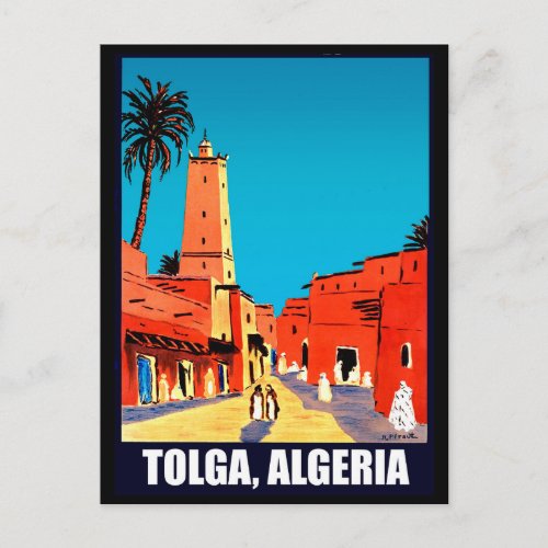 Tolga Algeria city downtown vintage travel Postcard