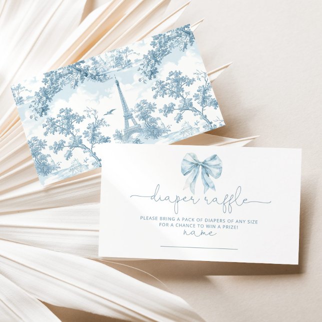 Tolie Blue French bow Diaper raffle ticket Enclosure Card (Creator Uploaded)