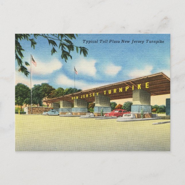 Toll Plaza, New Jersey Turnpike Vintage Postcard (Front)