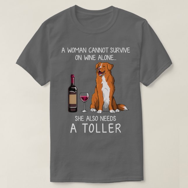 Toller and wine Funny dog  T-Shirt (Design Front)