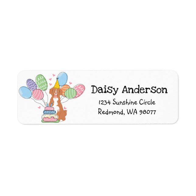 Toller Dog Birthday Return Address Label (Front)