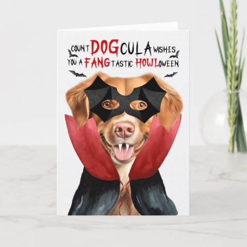 Toller Retriever Dog Funny Count DOGcula Halloween Holiday Card