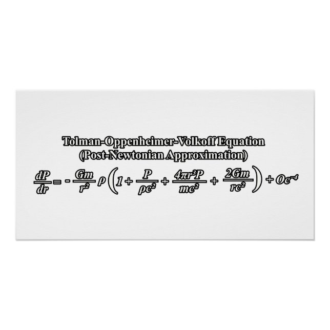 Tolman-Oppenheimer-Volkoff Equation Poster (Front)