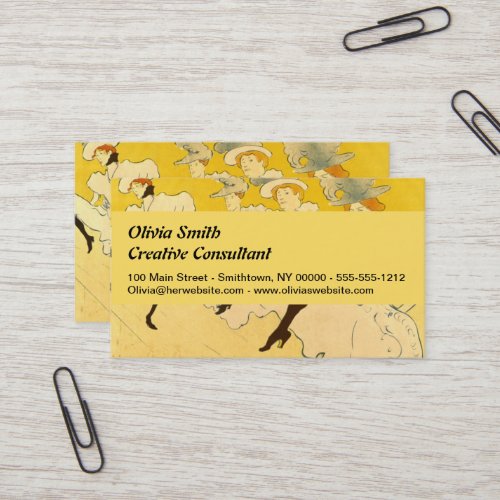 Tolouse_Lautrec Dancing Girls Yellow Poster Art Business Card