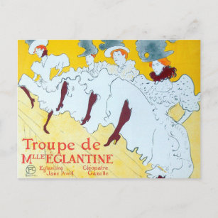 Tolouse-Lautrec Dancing Girls Yellow Poster Art Postcard