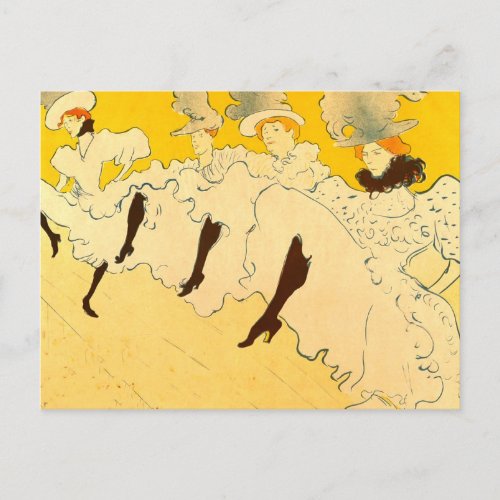 Tolouse_Lautrec Dancing Girls Yellow Poster Art Postcard