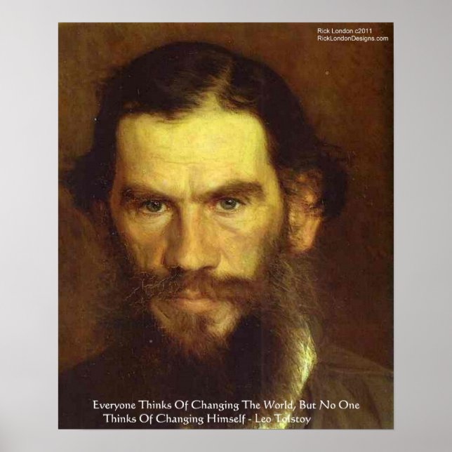 Tolstoy "Change Yourself" Wisdom Quote Poster (Front)