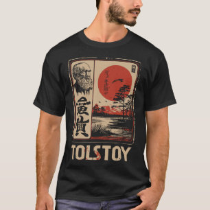 Tolstoy Literary Japanese Red Sun Philosophy Art T-Shirt