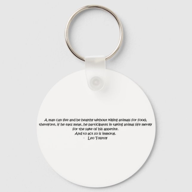 Tolstoy vegetarian quote keychain (Front)