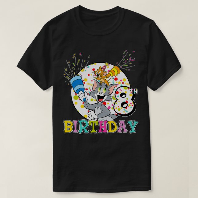 Tom And Jerry 8th Birthday Portrait  T-Shirt (Design Front)