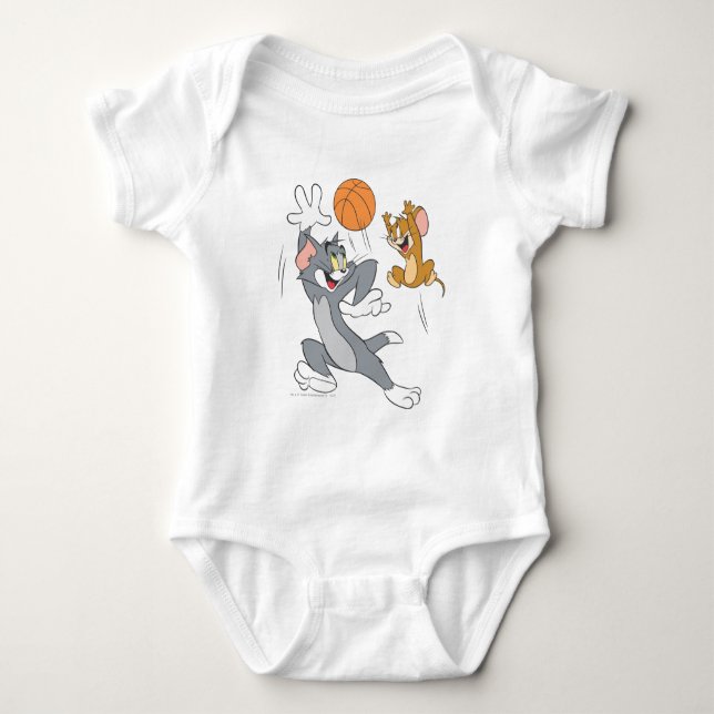 Tom and Jerry Basketball 1 Baby Bodysuit (Front)