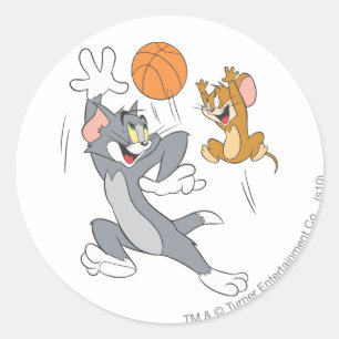 Tom and Jerry Basketball 1 Classic Round Sticker