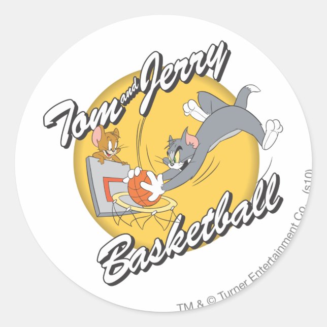 Tom and Jerry Basketball 2 Classic Round Sticker (Front)