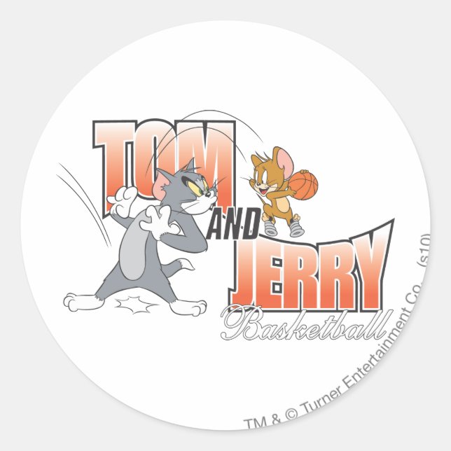 Tom and Jerry Basketball 3 Classic Round Sticker (Front)