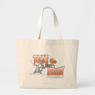 Tom and Jerry Basketball 3 Large Tote Bag