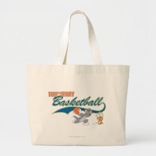 Tom and Jerry Basketball 5 Large Tote Bag
