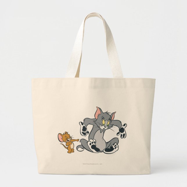 Tom and Jerry Black Paw Cat Large Tote Bag (Front)