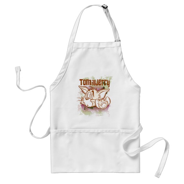 Tom and Jerry Brown and Green Adult Apron (Front)