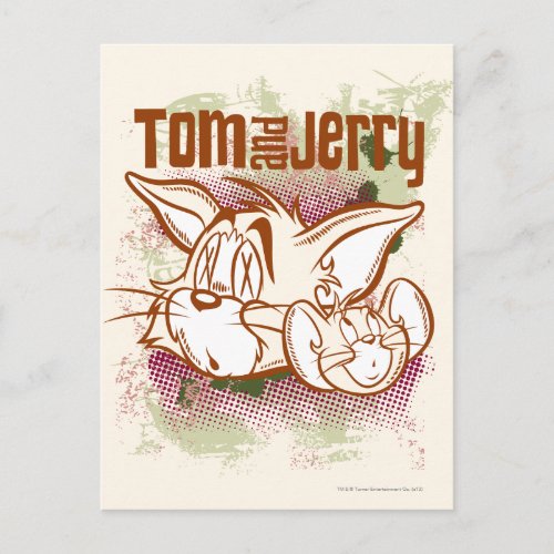 Tom and Jerry Brown and Green Postcard