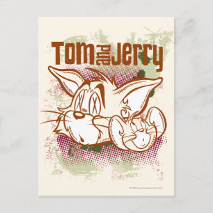 Tom and Jerry Brown and Green Postcard