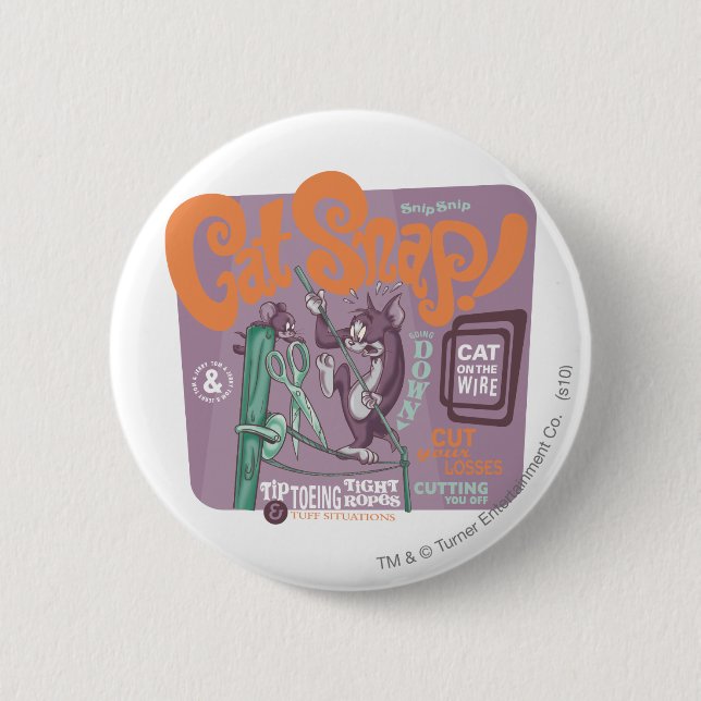 Tom and Jerry Cat Snap Pinback Button (Front)