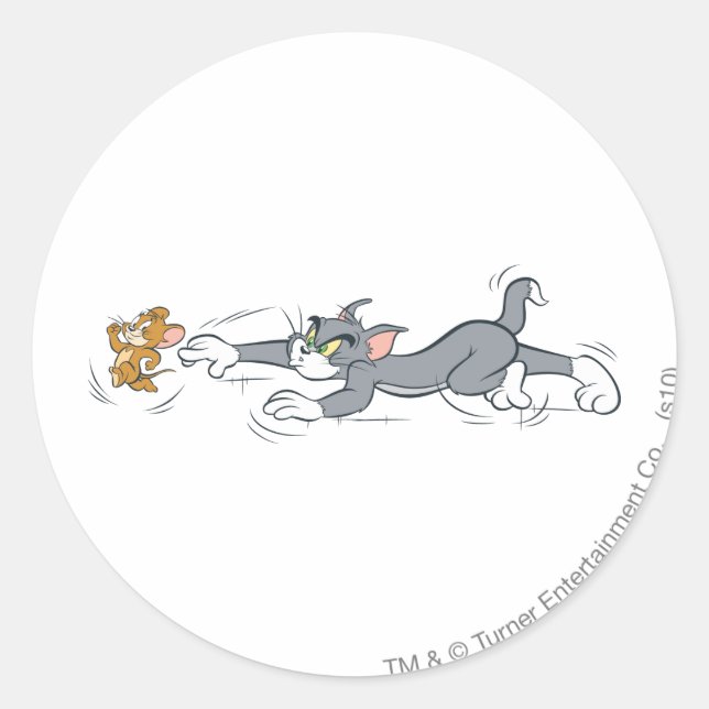 Tom and Jerry Chase Classic Round Sticker (Front)
