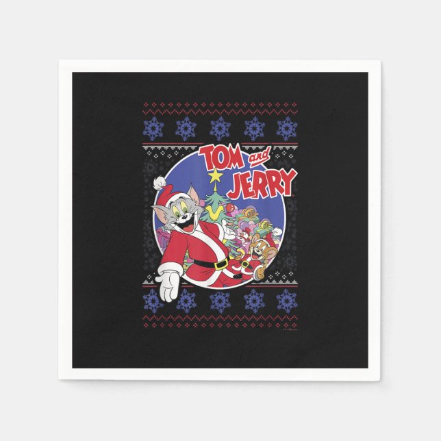 Tom And Jerry Classic Christmas Ugly Sweater_1 Napkins (Front)