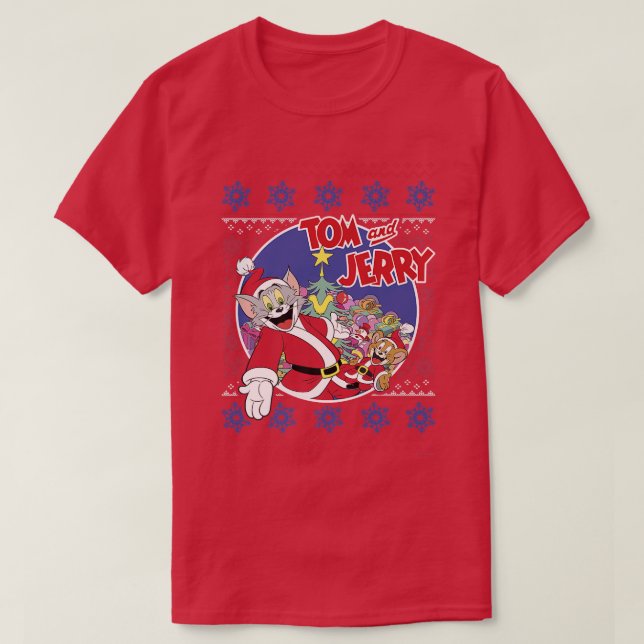 Tom And Jerry Classic Christmas Ugly Sweater Premi (Design Front)